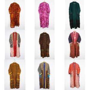 ชุดคลุมกิโมโนผ้าไหมพิมพ์ลายดอกไม้สไตล์วินเทจ ชุดลำลองสำหรับฤดูร้อน ชุดนอนชายหาด ชุดคลุมกิโมโนยาวคลุมเท้า - Product Image 1