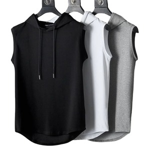 Camisetas sin mangas con capucha para hombre, camisetas deportivas de verano para gimnasio, culturismo, fitness, entrenamiento, chaleco deportivo de color sólido - Product Image 1