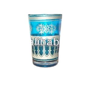 Vasos de té hechos a mano de Marruecos, vaso de vidrio para beber, vaso de agua pequeño plateado y dorado - Product Image 1