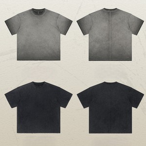 เสื้อยืดผู้ชาย/ผู้หญิง สไตล์วินเทจย้อนยุค ตัดเย็บแบบดิสเทรส คอเสื้อแบบดิบ ทรงหลวม ซักแล้ว ใส่สบาย ไซส์ใหญ่ สตรีทแวร์ สำหรับฤดูใบไม้ผลิและฤดูร้อน - Product Image 1