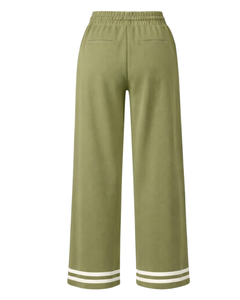 Pantalon large vert olive pour femme, décontracté, taille haute, avec cordon de serrage, coupe ample, droit, confortable, pour la détente, tendance - Product Image 5