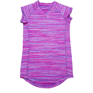 Camiseta de Manga Raglán con Cuello en V a Rayas Rosas para Hombre, Corte Regular, Tejido de Punto, Secado Rápido, Estilo Deportivo - Product Image 1