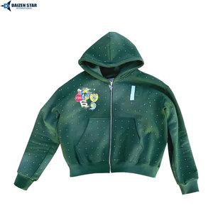 Sweat à capuche zippé personnalisé OEM 100 % coton molletonné, uni, unisexe, fermeture éclair intégrale, fournisseur - Product Image 3