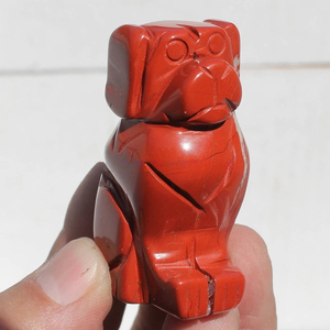 Estatua de Perro de Jaspe Rojo Natural Tallada a Mano, Figura de Animal de Cristal, Decoración Feng Shui para Hogar u Oficina, Regalo, Escultura de Cristal Curativa - Product Image 1