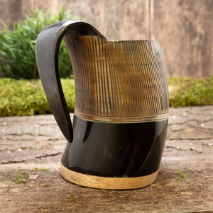 Taza Medieval de Cuerno de Búfalo Genuina, Ecológica y Hecha a Mano, con Diseño Vikingo de Animales y Religioso, para Café y Cerveza - Product Image 6