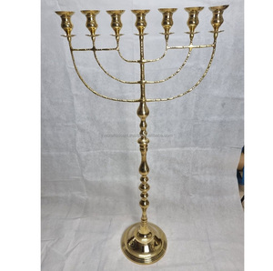 Portavelas de latón de huracán de 7 brazos personalizado al por mayor, portavelas de Metal dorado hecho a mano religioso para decoración del hogar y el jardín - Product Image 3