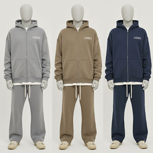 Men's Brown Full Zip Fleece Tracksuit Two Piece Set Oversized Zip Up <b>Hoodie</b> And Sweatpants Casual <b>Plain</b> Sportswear Activewear - Product Image 5