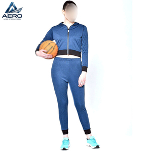 <b>Top</b> Product Zipped Style Long Sleeve <b>Cropped</b> <b>Top</b> And Trousers 2 Pcs Set, Best Material Women Casual Wear Tracksuits - Product Image 4