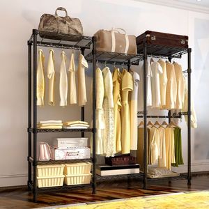Appendiabiti in metallo resistente, portatile, per armadio domestico, con appendiabiti e cassetto in tessuto, scaffale e barre portabiti in filo metallico - Product Image 2