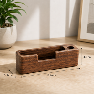 Organizador de Escritorio de Madera de Nogal Sólido de Primera Calidad, Porta Tarjetas de Visita con Ranura para Bolígrafo para Escritorio de Oficina - Product Image 3