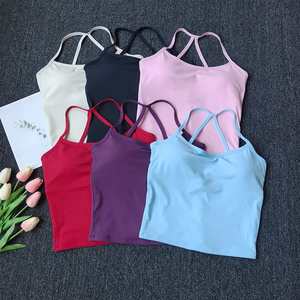 Summer Sports Vest with Chest <b>Pads</b> for Women, Nude-Feel <b>Running</b> Fitness Sports Bra Yoga Top - Product Image 1