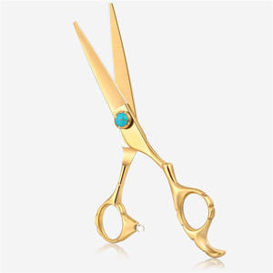 Tijeras de Peluquería Doradas con Logotipo Personalizado, Tijeras de Entresacar de 6.0 Pulgadas para Diestros, Acero Inoxidable 4Cr13, Forma de Codo, Uso en Salón de Belleza ANAAIF - Product Image 1