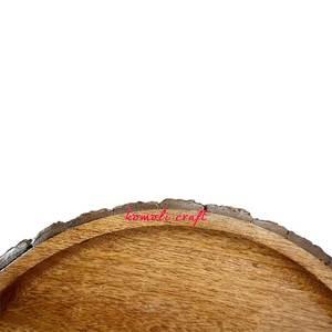 Hand Carved Wood Vintage Home Decor Wood Crafts Round Wooden Craft Serving Tray - Product Image 2