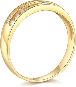 แหวนแต่งงานทองคำแท้ 14K 2 แถว 2 กะรัต ประดับเพชรจำลอง - Product Image 3