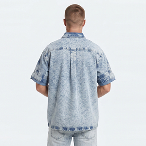 Chemise en jean vintage pour homme, décontractée, respirante, écologique, manches courtes, boutonnée, chemises d'été de haute qualité 220g - Product Image 5