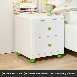 Table de chevet compacte à 2 tiroirs avec design peu encombrant, meuble de rangement peu encombrant, table de chevet pour chambre à coucher, maison, salon - Product Image 2