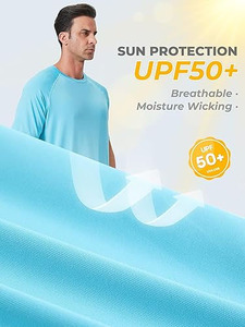 เสื้อแรชการ์ดผู้ชาย แพ็ค 4 ตัว แขนสั้น ป้องกันแสงแดด เสื้อสำหรับตกปลา UPF 50+ แห้งเร็ว เสื้อแรชการ์ดสำหรับเดินป่า - Product Image 5