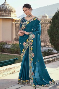 Sari Jimmy de Fatema Fashion, el Más Vendido, para Mujer, Puro y Suave, con Bordado Intenso, Diseño Multihilo de Última Moda, para Bodas en India - Product Image 3
