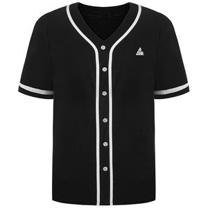 Camiseta de Béisbol Negra Personalizada para Hombre, Uniforme de Equipo con Botones, Algodón Orgánico Transpirable, Diseño Liso Antibacterial, OEM - Product Image 3