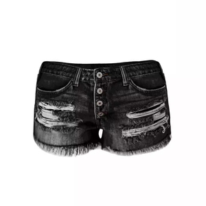 Shorts en jean vintage pour femmes européennes et américaines, coupe régulière, séchage rapide, nylon/coton, design tendance déchiré, livraison directe - Product Image 1