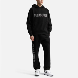 Sudadera con capucha de letras con pedrería para hombre, corte holgado, algodón French Terry de 450GSM, media cremallera, estilo oversize, streetwear - Product Image 5