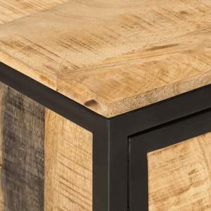 Meuble de salle de bain en bois de manguier massif avec lavabo en fer, mobilier de salle de bain en bois naturel moyen - Product Image 6