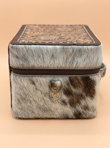 Estuche de Joyería de Cuero Vacuno con Cierre, Caja de Almacenamiento Portátil con Asa para Viaje - Product Image 3