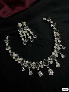 Classic American Diamond Bridal Jewelry Set Two-Piece <b>Necklace</b> <b>and</b> <b>Earrings</b> for Wedding Fashionable Classic Style - Product Image 4