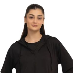 Cárdigan largo con capucha para mujer, negro, de manga larga, ligero, informal, con bolsillos, para usar en capas - Product Image 2