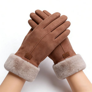 Gants en laine unie pour femmes, vente en gros |   Gants décontractés tricotés chauds pour l'hiver, longueur poignet |   Logo personnalisé OEM et ODM - Product Image 4