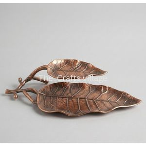 Bandeja de Servir Premium en Forma de Hoja de Cobre, Plato Decorativo de Metal, Centro de Mesa, Plato para Aperitivos, Artículo de Regalo, Decoración para el Hogar - Product Image 6