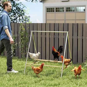 Gabbie per animali da fattoria: Posatoio per galline color argento con 2 barre oscillanti per il posizionamento, accessori per pollaio - Product Image 2