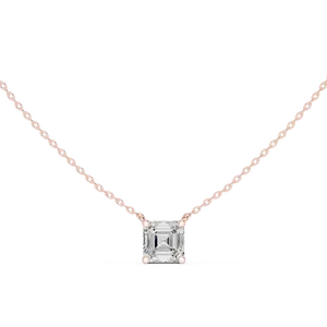 Pendentif solitaire en diamant de laboratoire taille Asscher, or massif 10K 14K 18K, bijoux fins pour femmes, accessoires, cadeau, chaîne incluse - Product Image 5