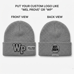 Gorro de Punto Acrílico 100% Premium de Marca Personalizada, 300 GSM, con Parche Bordado Personalizado, Azul, con Puño Elástico, Unisex, para Invierno - Product Image 4