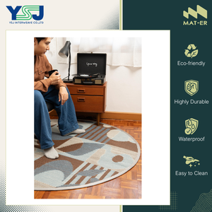 Fabricant de tapis ronds d'extérieur imperméables et double face de bonne qualité, 100% polypropylène, en vente - Product Image 2