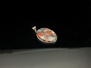 Pendentif ovale élégant vintage en jaspe, fait main, en argent sterling 925, pierre précieuse naturelle, collier artisanal, design unique - Product Image 5