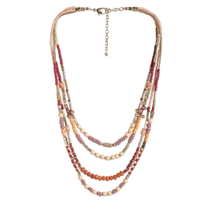 ซื้อสร้อยคอลูกปัดสีชมพูแดงเครื่องประดับดีไซน์ออนไลน์ในอินเดียสร้อยคอโบฮีเมียนหลายชั้นเครื่องประดับฮิปปี้ - Product Image 1