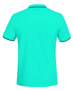 Men's Solid Color Short Sleeve Knitted Polo Shirt Casual Style Regular Fit Green with <b>Black</b> Trim Collar and Cuffs - Product Image 3
