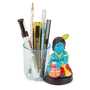 Support décoratif multifonctionnel et durable Shree Krishna en plastique écologique pour stylos, accessoires de papeterie, maison et temple - Product Image 1