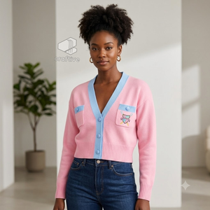 Gamma Phi Delta Sorority <b>Cardigan</b> Women's Embroidered Crest V-Neck Button Up Knit <b>Sweater</b> Greek Collegiate Apparel Outerwear - Product Image 5