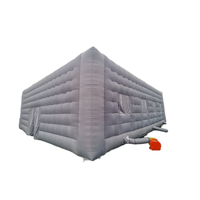 12X10X4.5M grande tente gonflable grise de cube d'air d'éclairage menée pour des événements exposition ou camping d'église militaire de partie