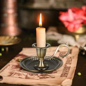 Porte-bougie conique rétro, bougeoir vintage en métal, centre de table décoratif, support de bougie rustique, décoration intérieure et mariage - Product Image 5