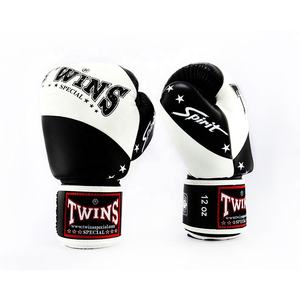 Gants de boxe OEM noirs et blancs pour jumeaux, fermeture auto-agrippante, Muay Thai Sanda, adulte, pour arts martiaux, OEM personnalisé, 100% cuir véritable - Product Image 2