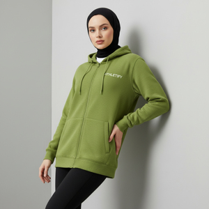 Sudadera con capucha islámica de manga larga para mujer, ropa deportiva holgada y modesta, chaqueta con cremallera completa, bolsillos, para ejercicio, uso diario, actividades al aire libre, cómoda - Product Image 1