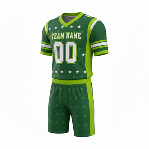 Ensemble de maillot et short de football américain personnalisé sublimé avec position du logo sur le devant, 100% polyester, antibactérien, séchage rapide - Product Image 4