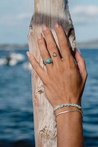 Genuine Amazonite Gemstone <b>Adjustable</b> <b>Silver</b> <b>Ring</b> 925 Sterling <b>Silver</b> Statement <b>Ring</b> for Women - Product Image 2