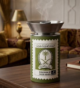 Brûleur d'encens Bakhoor vert olive, emblème de l'Arabie Saoudite, Mabkhara, encensoir en acier inoxydable - Product Image 3