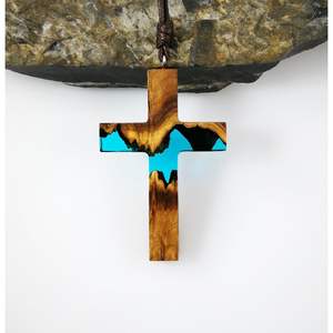 Cruz de Madera Natural y Resina para Oración Devocional Cristiana y Meditación, Producto de Artesanía en Resina - Product Image 5