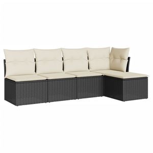Ensemble de canapés de jardin modulaires en rotin PE noir, 5 pièces - Product Image 2