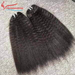 Artículos Populares, Cabello Humano Vietnamita 100%, Color Negro Natural, Tejido Liso Rizado, Puntas Gruesas, Sin Enredos, Sin Caída, Precio al por Mayor - Product Image 1